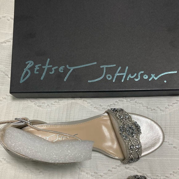 Betsey Johnson silver, jeweled, block-heel sandals - Picture 6 of 6